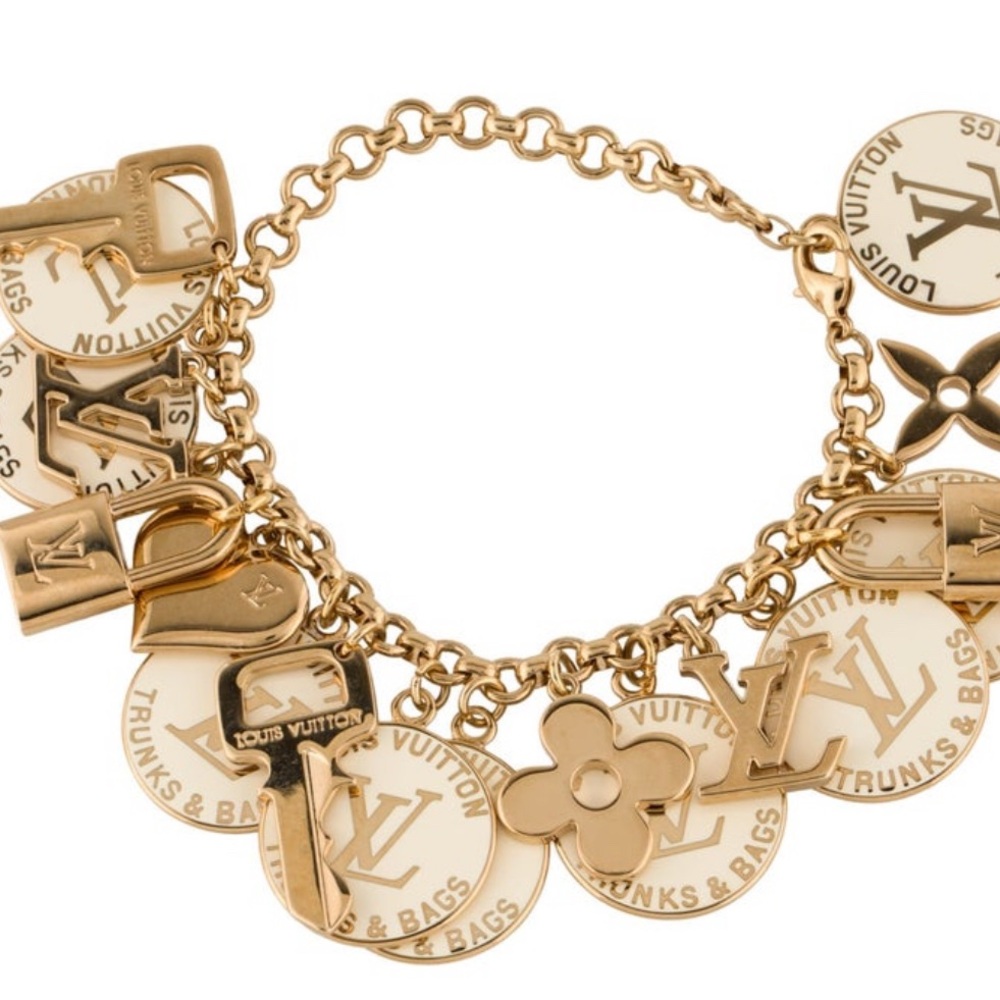 ISO Louis Vuitton Gold Charm Bracelet with Medallion Charms